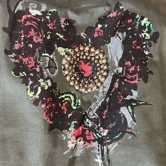 Army Style Jacket w, unique imprint on back. By L.A. + Jo Size M - Picture 7 of 7